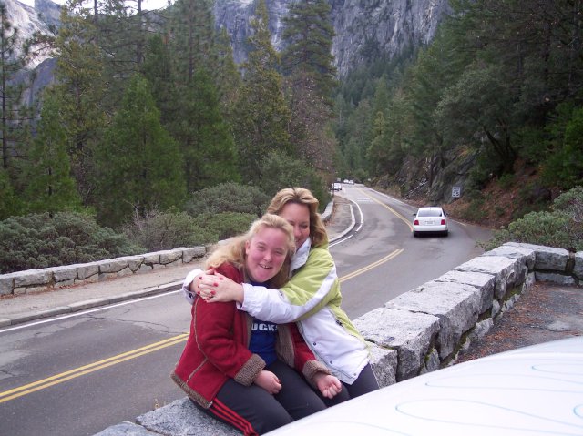 Family on trail near Yosemite Valley post office 