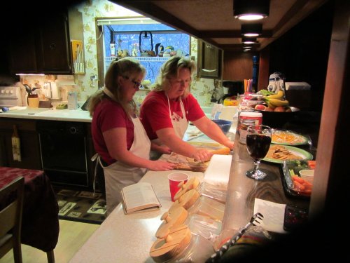 Missy and mom making rolls