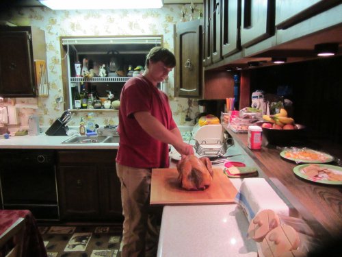 Jonny carving the turkey