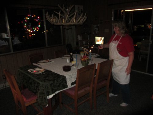 Lori setting the table