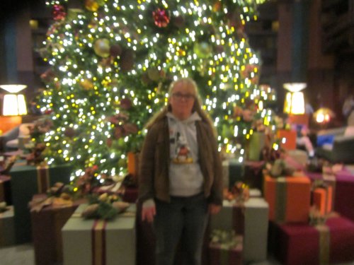Melissa by Christmas tree