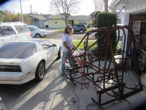 Dad working on race car