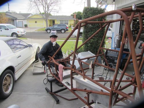 Jonny working on race car