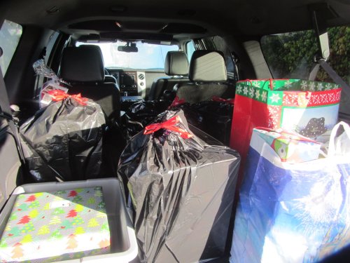 Gifts ready to go to the adopt-a-family
