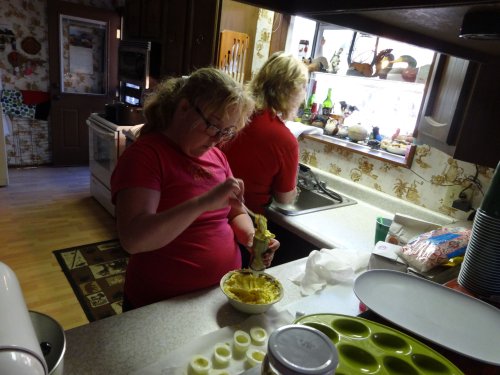 Missy making the deviled eggs