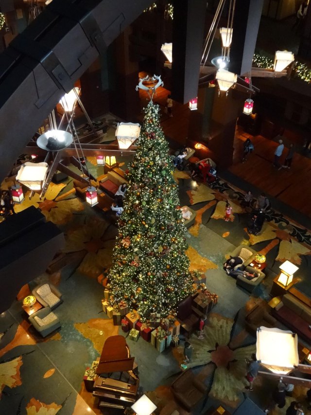 Christmas tree in lobby at Grand Californian