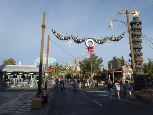 Christmas decorations in Cars Land