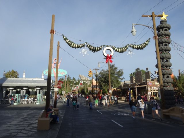 Christmas decorations in Cars Land