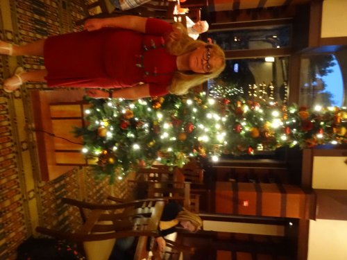 Melissa by Christmas tree
