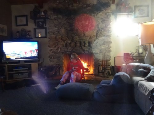 Missy by the fire