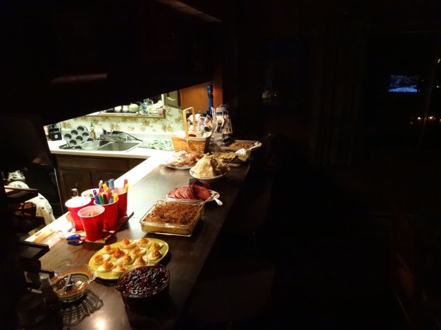 preparing the buffet