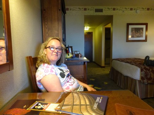 Missy in hotel room