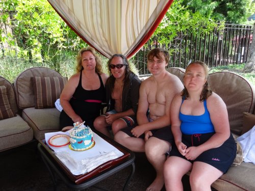 family in cabana