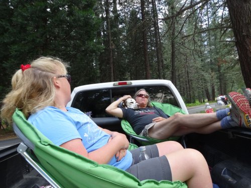 relaxing in the truck