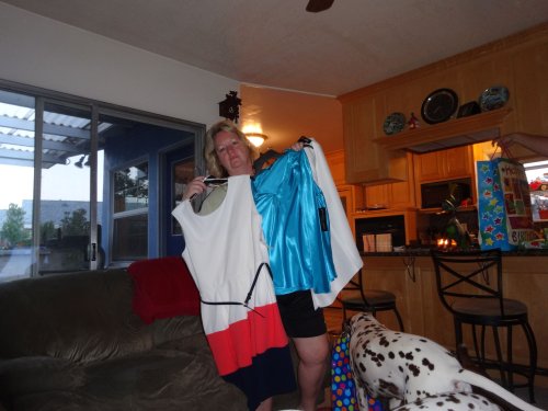 mom modeling birthday presents