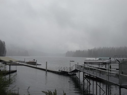 rain at Bass Lake