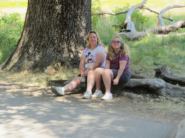 Girls by tree