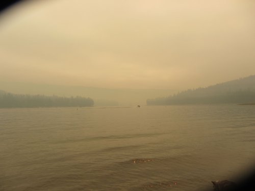 Smoke from Rim fire in yosemite at Bass Lake