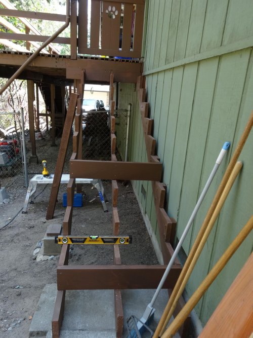 assembling new stairs (view from bottom)