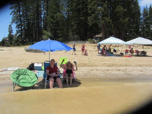 group on beach at Bass Lake