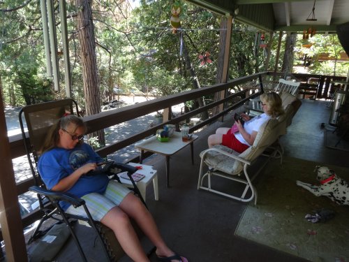 Missy and mom on the deck