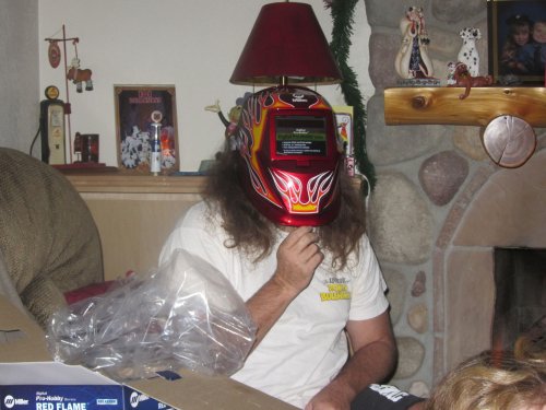 Dad and new welding helmet