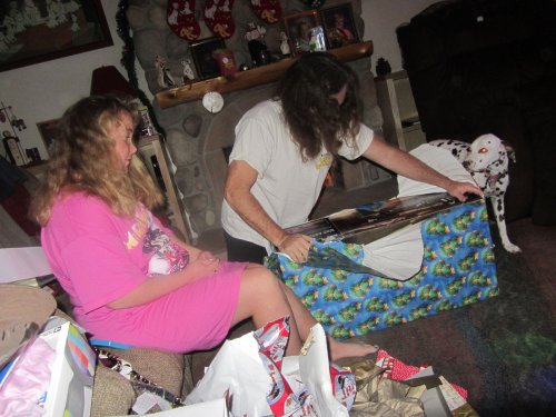 Dad opening presents