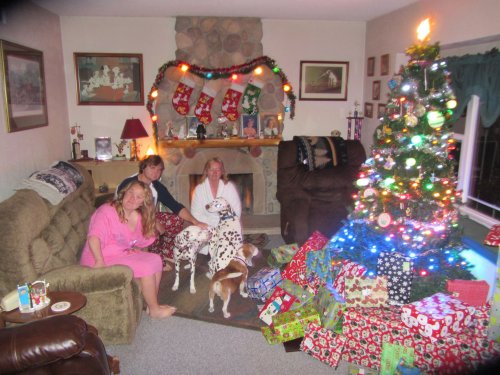Family preparing to open presents