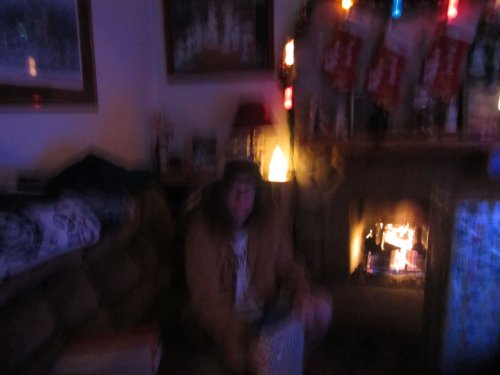 Dad trying on and opening presents