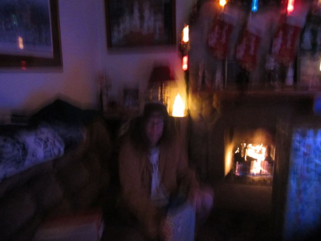 Dad trying on and opening presents