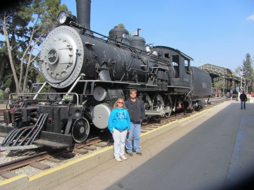 Kids and engine in Travel Town