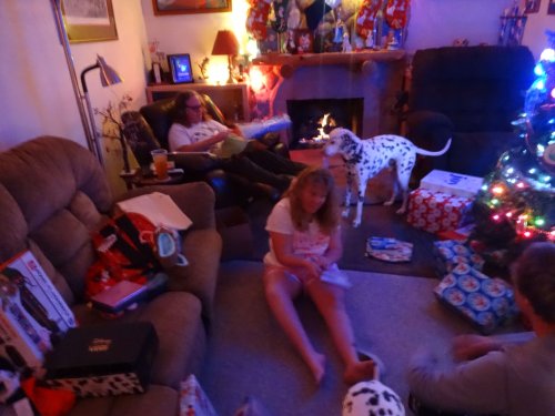 Family opening presents