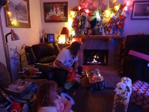 Family opening presents