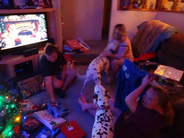 Family on Christmas morning