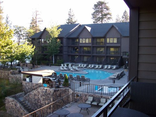 View of the pool area from our balcony 