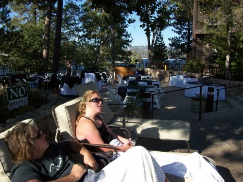 Jon & Melissa at poolside 