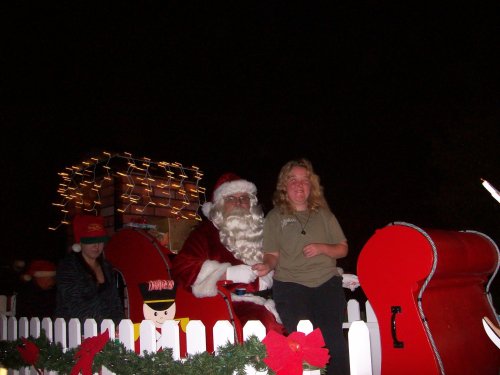 Melissa checking in with Santa Claus as he drove through the neighborhood 