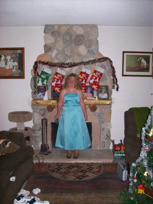 Melissa all dressed up for the Christmas dance 
