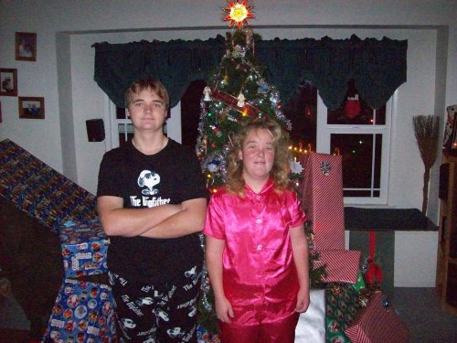 Jonny and Melissa anxious to see what Santa brought 