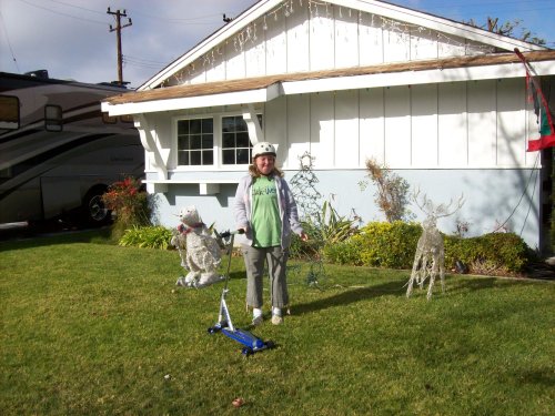 Melissa showing off new scooter 