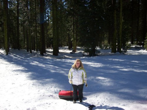Melissa trudging to the top of the hill 