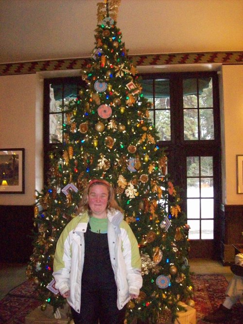 Melissa by Christmas tree 