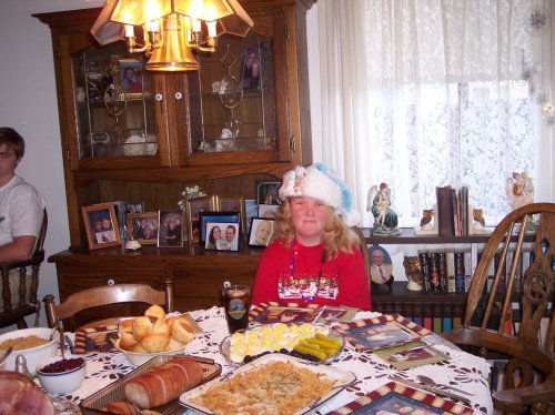 Melissa ready for dinner at Grandma & grandpa's 