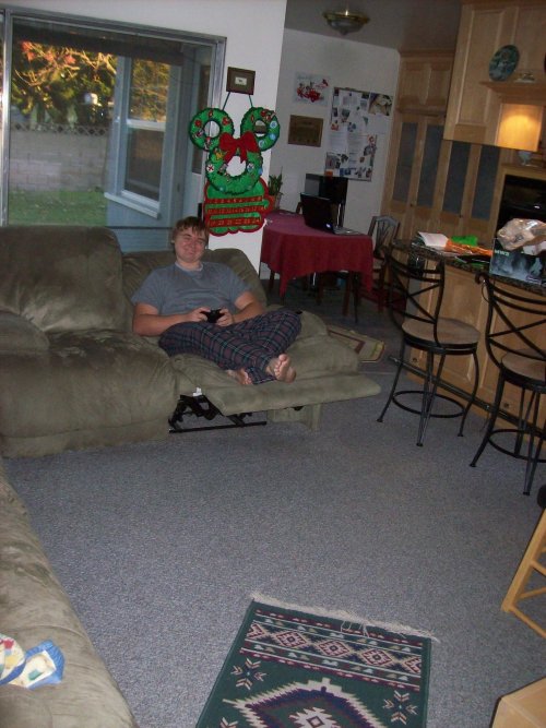 Jonny engrossed with his new x-Box 