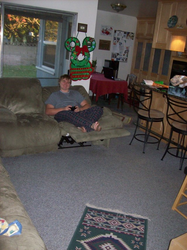 Jonny engrossed with his new x-Box 