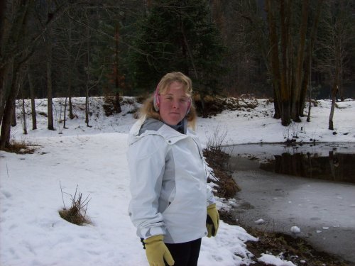Melissa keeping warm 