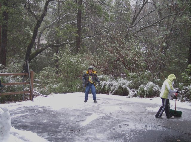 Jonny and Lori playing in the snow 