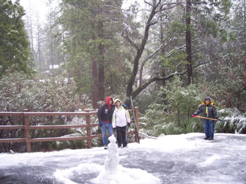 The family in the snow 