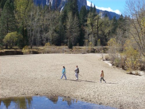 Group traversing sand bar 