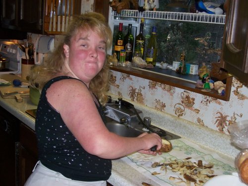 Melissa peeling potatoes for Thanksgiving dinner 